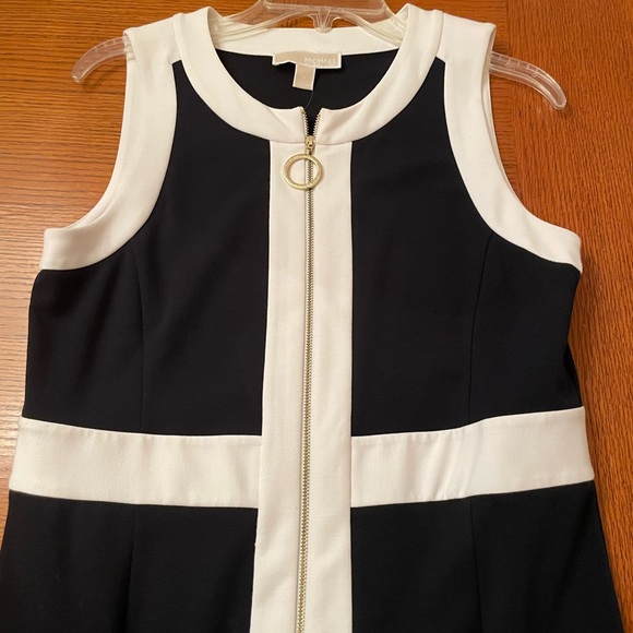 Michael Kors Jersey Dress size 12 dark blue/white midi - Picture 2 of 6